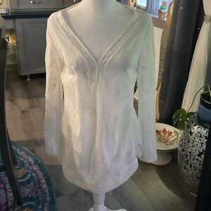 White House Black Market Lace Top in White